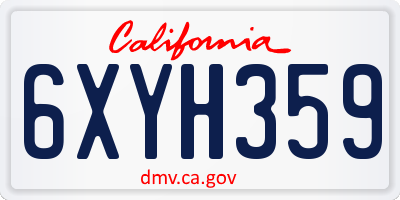 CA license plate 6XYH359