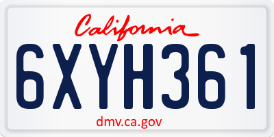 CA license plate 6XYH361