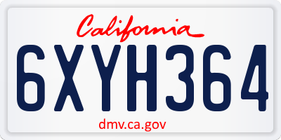 CA license plate 6XYH364