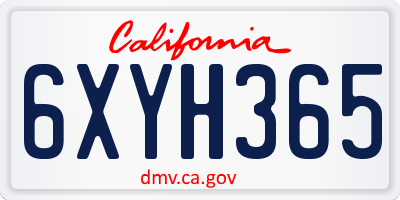CA license plate 6XYH365