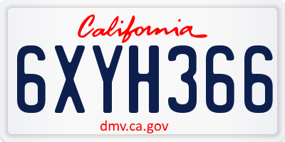 CA license plate 6XYH366