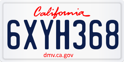 CA license plate 6XYH368