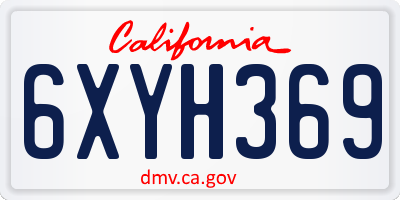 CA license plate 6XYH369