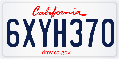 CA license plate 6XYH370
