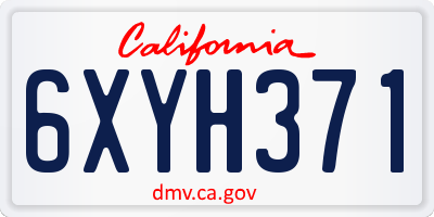 CA license plate 6XYH371