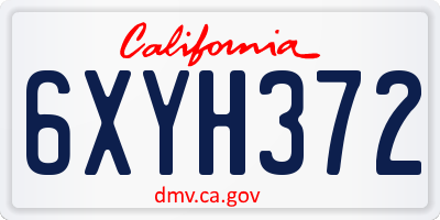 CA license plate 6XYH372