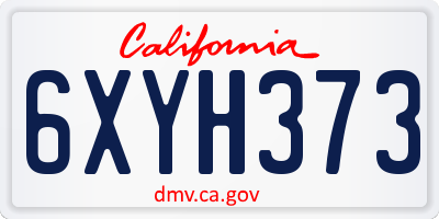 CA license plate 6XYH373