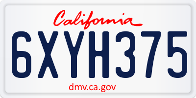 CA license plate 6XYH375