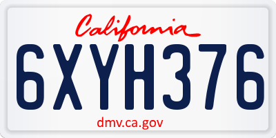 CA license plate 6XYH376