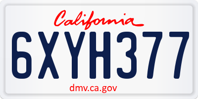 CA license plate 6XYH377