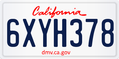 CA license plate 6XYH378