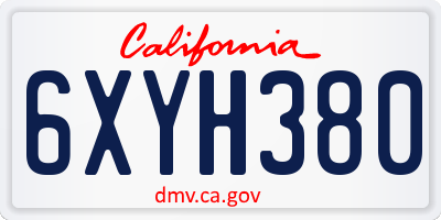 CA license plate 6XYH380