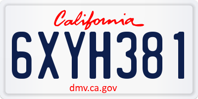 CA license plate 6XYH381