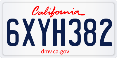 CA license plate 6XYH382