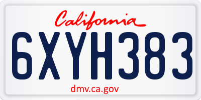 CA license plate 6XYH383