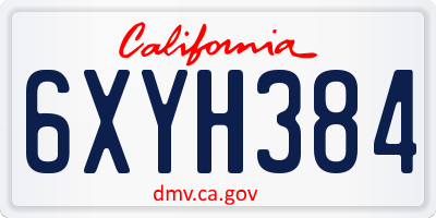 CA license plate 6XYH384