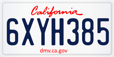 CA license plate 6XYH385