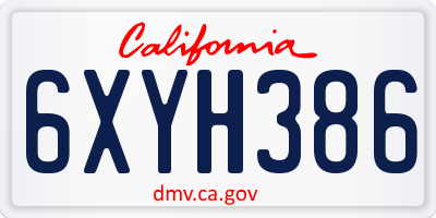 CA license plate 6XYH386