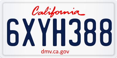 CA license plate 6XYH388