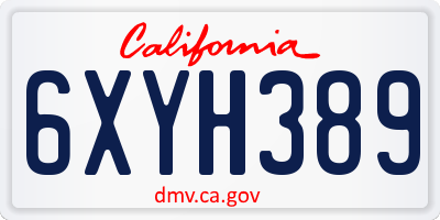 CA license plate 6XYH389