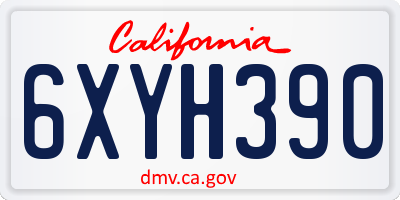 CA license plate 6XYH390