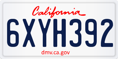 CA license plate 6XYH392