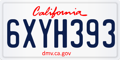 CA license plate 6XYH393