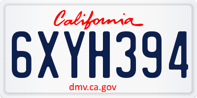 CA license plate 6XYH394