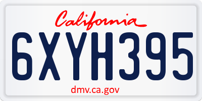 CA license plate 6XYH395