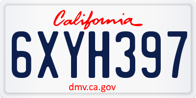 CA license plate 6XYH397