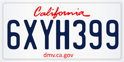 CA license plate 6XYH399