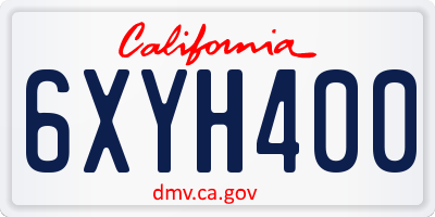 CA license plate 6XYH400