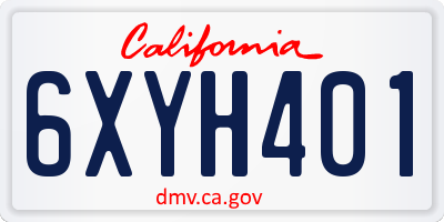 CA license plate 6XYH401