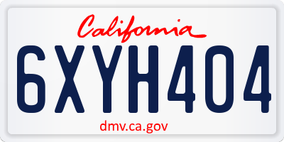 CA license plate 6XYH404