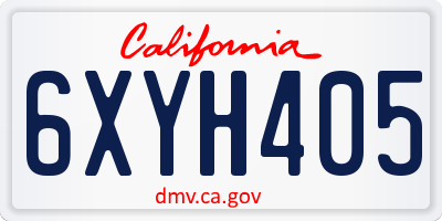 CA license plate 6XYH405