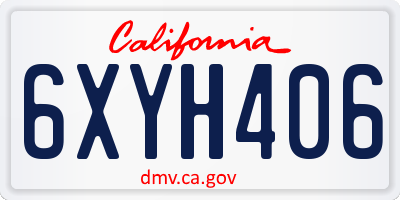 CA license plate 6XYH406