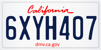 CA license plate 6XYH407