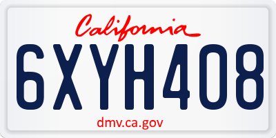 CA license plate 6XYH408