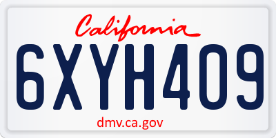 CA license plate 6XYH409