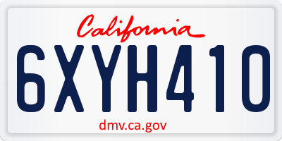 CA license plate 6XYH410