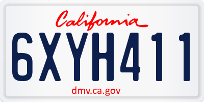 CA license plate 6XYH411