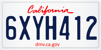 CA license plate 6XYH412