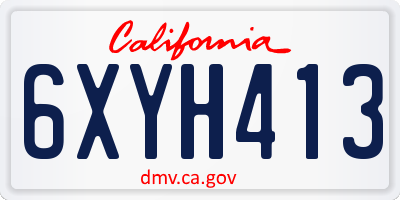 CA license plate 6XYH413