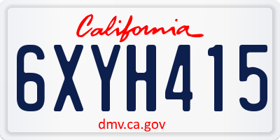 CA license plate 6XYH415