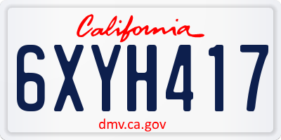 CA license plate 6XYH417