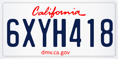 CA license plate 6XYH418