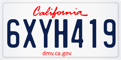 CA license plate 6XYH419