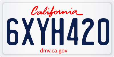 CA license plate 6XYH420