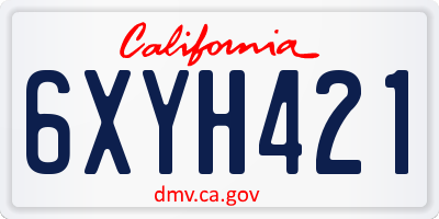 CA license plate 6XYH421