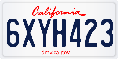 CA license plate 6XYH423